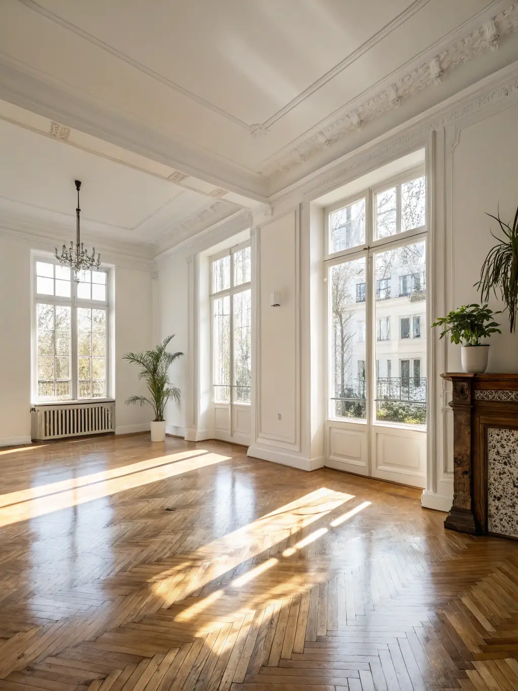 A spotless, newly renovated room after Local Home Services completed their post-construction cleanup.